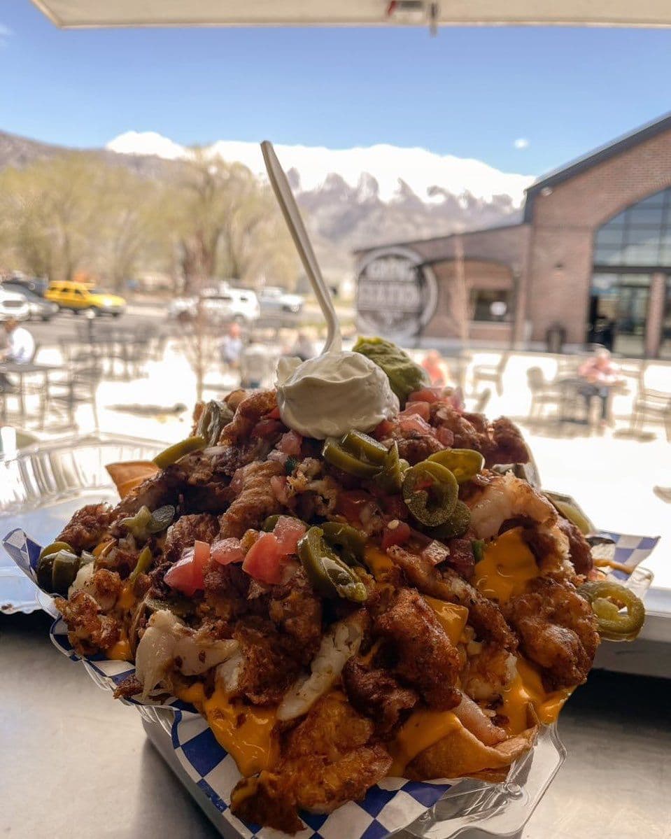 Food truck serving recurring office lunch at corporate location