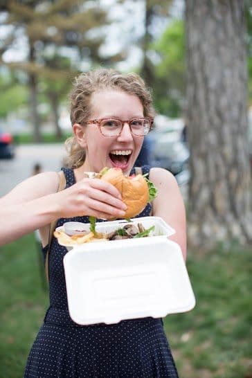 employee enjoying food truck office lunch program